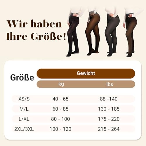 Strumpfhose Damen 2026 Neu Thermostrumpfhosen Gefüttert Fleece Thermoleggings Damen Winter Warm Leggings High Waist Dicke Pantyhose (DE/NL/SE/PL, Alphanumerisch, L, XL, Regular, Regular, Braun)