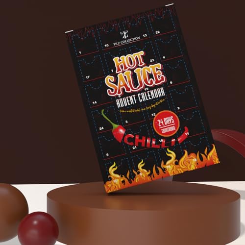 Hot Sauce Adventskalender 2025 – 24 Tage, Adventskalender 2025 für Männer, Schokoladenfreier für Frauen, Chilli Challenge Hot Sauce (Schwarz)