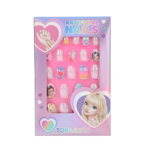 Depesche 13145 TOPModel - Beauty and Me Uñas Artificiales Aurora, Autoadhesivas, en Bonitos diseños, 24 uñas Artificiales en Varios tamaños