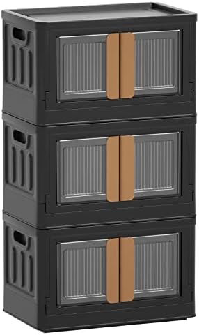 Organization and Storage, Trunk Organizer, Collapsible Outdoor Storage Box, 8.4 Gal Camping Accessories, Stackable Garden Tools Box, Plastic Laundry Room Organization, Storage Bins with Lids (3 Pack)