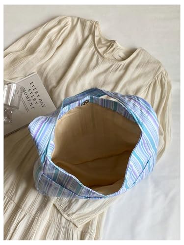 Women's Striped Tote Bags Large Capacity Casual Shopping Shoulder Bag2