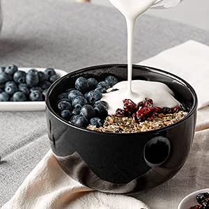 Dowan Deep Soup Bowls, 30 Ounces Black Cereal Bowl For Oatmeal, Ceramic Ramen Bowls For Noodle, Porcelain Bowls Set 4 For Kitchen, Rice Bowls #TOP7