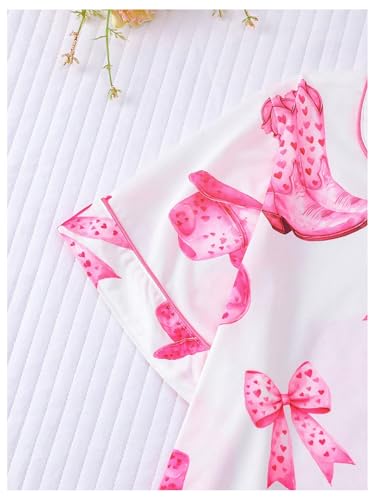 Image of Verdusa Women's 2 Piece Floral Bow Pajama Set Short Sleeve Button Down Shirt and Shorts Set White and Pink Small