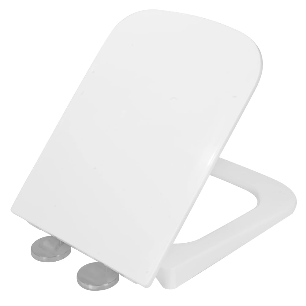 MASTER BATH MB743 QQ Toilet Seat Cover, Soft Close, Rectangle Shape for Western Toilet, Hydraulic Toilet Seat 35cm x 44cm with Top Fixing Steel Hinges-image-22