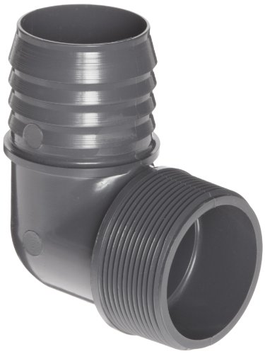 Spears 1413 Series PVC Tube Fitting, 90 Degree Elbow, Schedule 40, Gray, 2