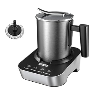 FUNLAVIE Milk Frother, Automatico 4-in-1 Cappuccinatore Montalatte Elettrico, Capacità 150ml Schiuma o 400ml Latte Caldo, Design Diviso, Adatto per Cappuccino, Macchiato, Lavabile in lavastoviglie