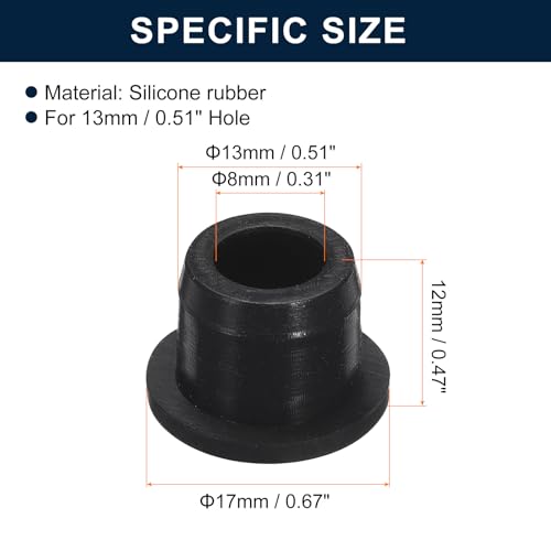 Image of uxcell 5 Pcs Black Plug Holes, Waterproof Rubber Button Plug for 13mm / 0.51 inch Hole