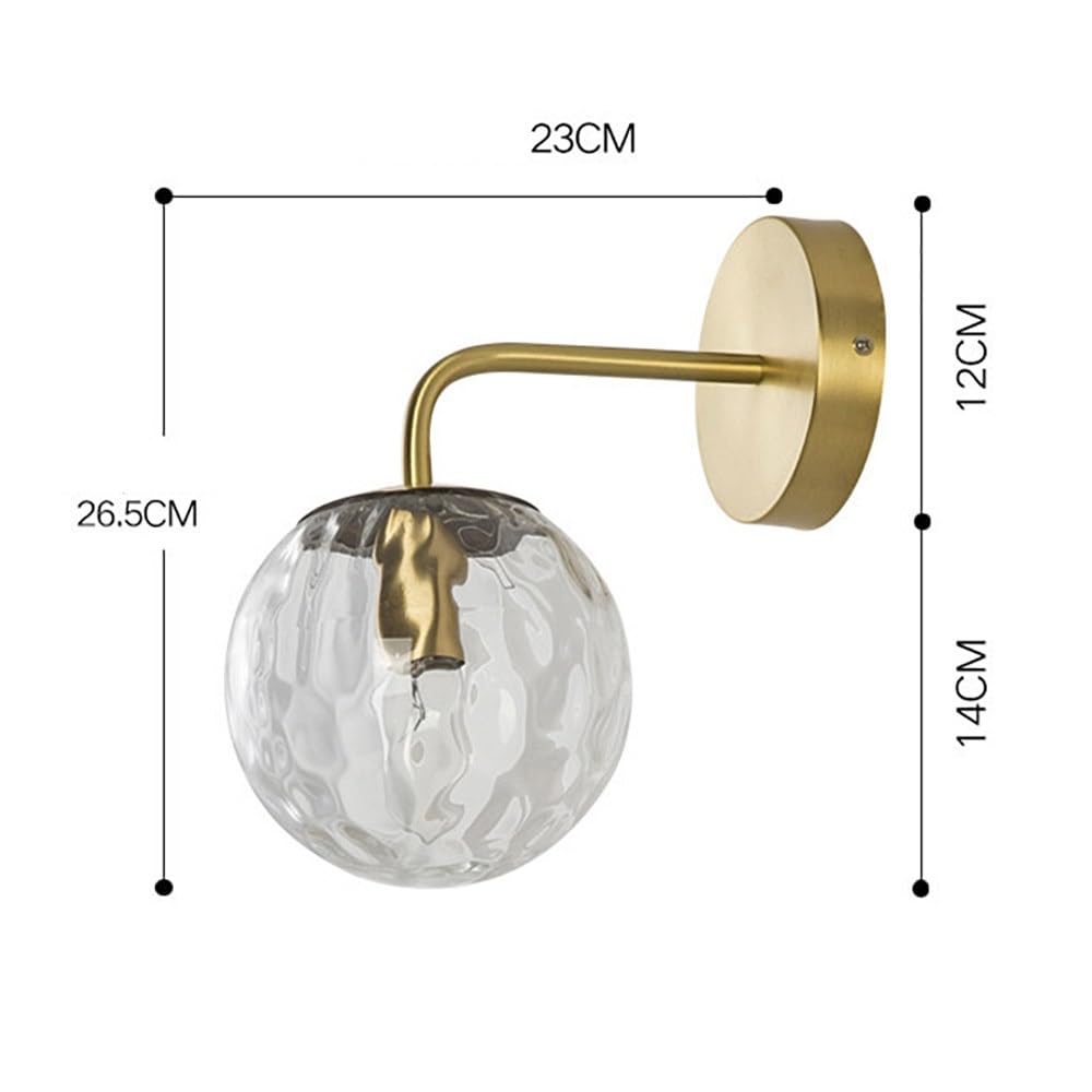 Kinkiet ze szklaną kulką z motywem wody, złota metalowa lampa z abażurem globalnym, nowoczesna lampka nocna, gniazdo E27, minimalistyczna dekoracyjna oprawa do salonu