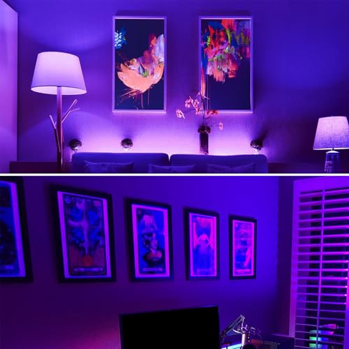 Onforu 2er Schwarzlicht Glühbirne, E27 UV Birne 9W Glühlampe, 385-400 nm UVA Level Schwarzlichtlampe, Black Light Bulb, UV Beleuchtung Partylicht für Party, Keller, Disco, Club, Bar, Neonfarben