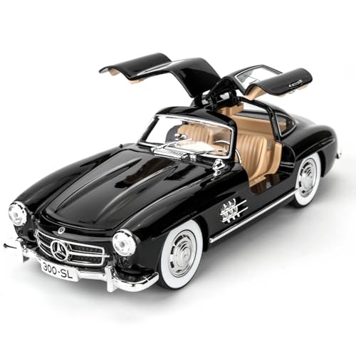 Image of BlackZone 1955 Marcedes- 300sl Vintage Model, 1 /24 Toy Car with Sound and Light Function, Children's Toy Model Car with Pullback Function, Collector's Quality (1:24 Black-01)