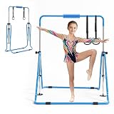 VEVOR Barra da Ginnastica Artistica per Bambini, Barra da Ginnastica Carico 63,5 kg Pieghevole 1500 x 1080 x 1350 mm Allenamento Esercizio per Casa 3-8 Anni, Telaio in Acciaio al Carbonio, Colore Blu