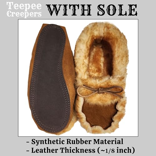 Women's Sheepskin Moccasin Slippers - With Sole - Made In The USA (US Women's Size 10/11)2