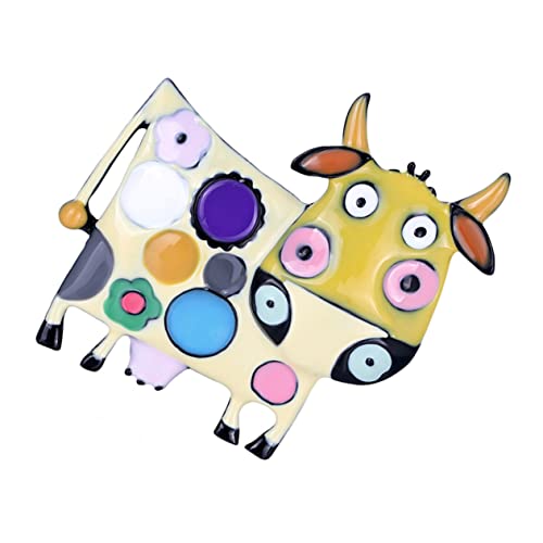 Broche en émail émaillé bling exquis vache mignon pour col et veste