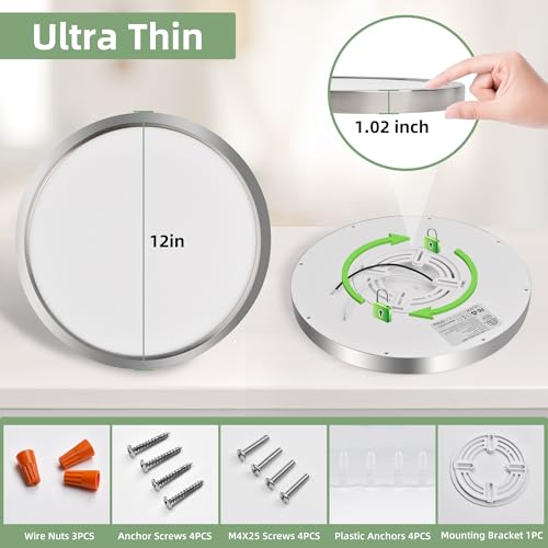 Image of hykolity 12 Inch Selectable CCT LED Round Flat Panel Light,24W,2400LM