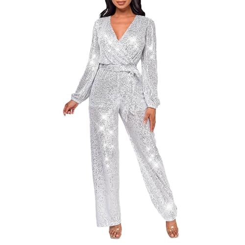 Mono de manga larga con lentejuelas ropa de fiesta mujer traje de noche fluido casual chic