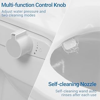 Homfan Bidet Toilet Seat Elongated, Non-Electric Self Cleaning Dual Nozzles Toilet Seat with Soft Close Lid, Bidet Sprayer Ambient Water Temperature, White Bidet Attachment Easy Installation