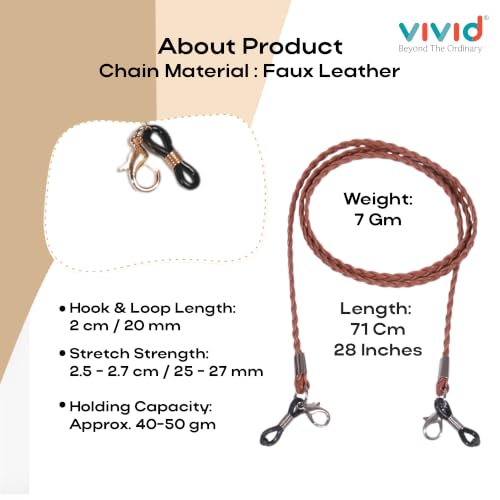 Image of Unisex Spec Holder Hook & Loop Anit Slip Eyewear Lanyard Faux Leather Chain