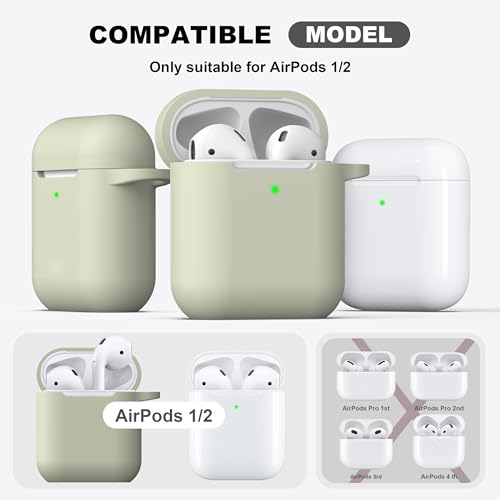 Image of AirPods Case Cover with Keychain, R-fun Full Protective Silicone AirPods Accessories Skin Cover for Women Girl with Apple AirPods Wireless Charging Case,Front LED Visible-Brick Green