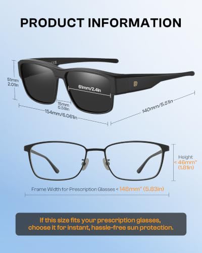 Image of DUCO Polarized Fit Over Sunglasses for Men and Women UV400 Protection Retro Square Wrap Around Shades for Driving Riding 8986