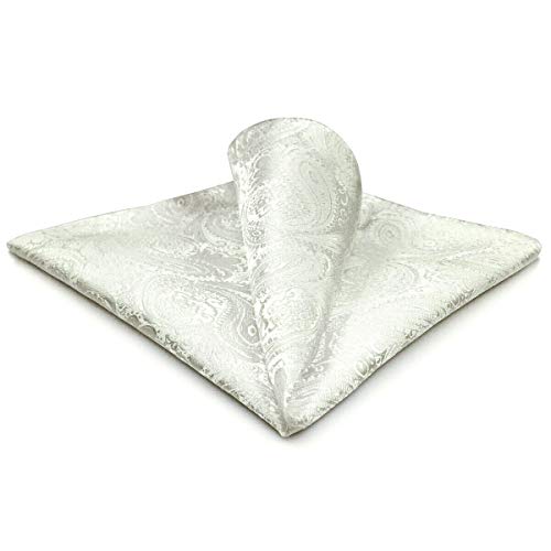 S&W SHLAX&WING Herren Einstecktücher Weiß Einfarbig Paisley for Suit Jacket Neu Cover