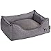 HUNTER Hundesofa BOSTON, gemütliches Hundebett mit Wendekissen, klassisches Design, weiches Kuschelsofa waschbar, rutschfest, Farbe: grau, Größe: L