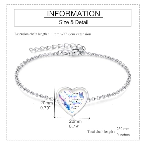 RIPFEVURN Wing Heart Cremation Jewelry Urn Bracelet for Ashes for Women Memorial Ashes Keepsake Link Bracelet2