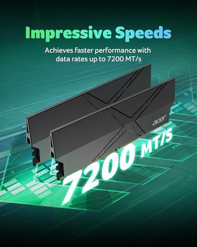 Image of Acer HT200 DDR5 RAM 32GB (16GBx2) 6000MHz CL30 PC5-48000, Intel XMP 3.0 AMD Expo Compatible Computer Memory - BL.9BWWA.439