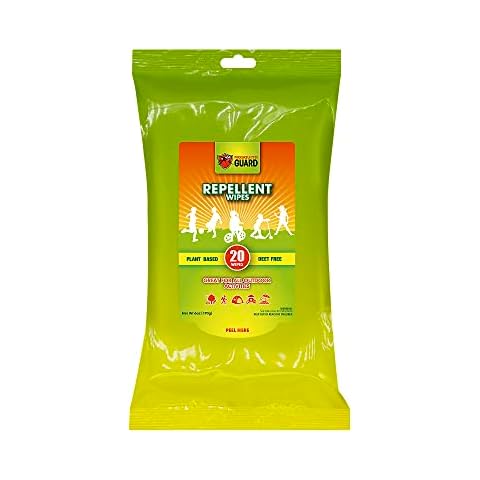 Mosquito Guard Mosquito Repellent Wipes Travel - DEET Free 20 Bug Wipes Repellent Individually Wrapped - Travel Size Mosquito Repellent For Patio - Camping Bug Repellent Wipes - Insect Repellent Wipes Cover
