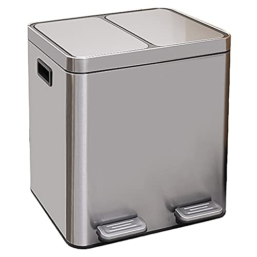 Caneca de Basura de Acero Inoxidable de 28L con Doble Compartimento