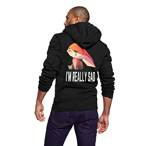 Keceur Men's Athletic Fit Full Zip Fleece Hooded Sweatshirt Funny Sad Fox Active Hoodie Jackets Pattern Hoodies with Front Pocket, Size S