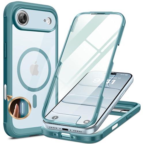 Image of Miracase Magnetic for iPhone Air Case 6.5 inch [Compatible with MagSafe] Full-Body Phone Case with Built-in Glass Screen Protector & Camera Control,Drop Proof iPhone 17 Air Case Cover, Green