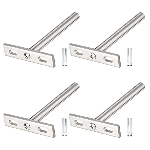 KingYH 4 Stück Schwebende Regalhalterungen 75 mm Tablarträger Regalträger Versteckte T-Halterung Stahl Schrank-Regalträger mit Schrauben für Möbel Zuhause Massivholz Wanddekoration Silber Cover