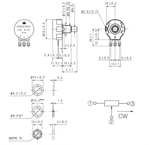 Potenciómetro RVQ24YN03 50K con interruptor integrado para reparar fallos de audio 4