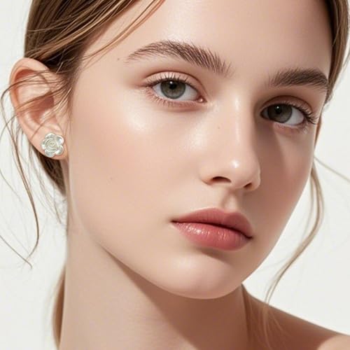 Image of Plastic Earrings for Sensitive Ears Flower Studs for Women