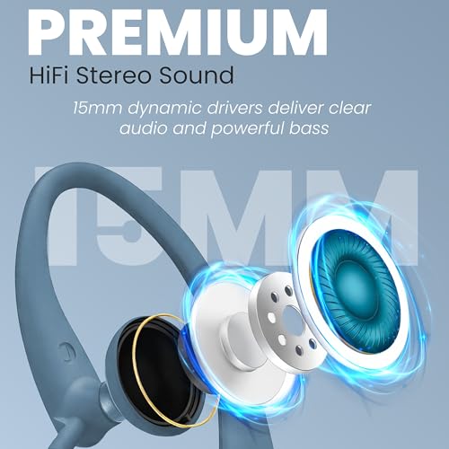 Image of Philips SHS3200BL Flexible Earhook Headphones, Blue