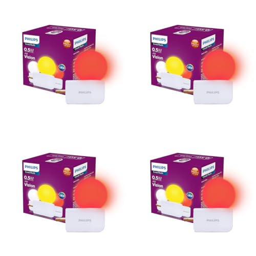 Image of Philips Joy Vision Coral Rush 0.5W LED Night Lamp | Soft White Glow | Energy Efficient | Plug-in Prong Design | Ideal for Bedroom, Kids Room & Hallway (Red, Pack of 4)