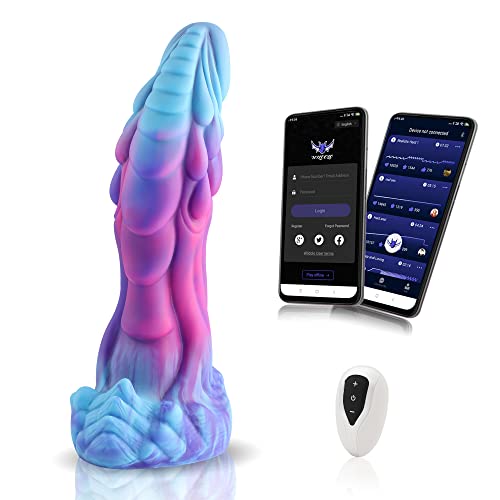 Wildolo APP Gesteuerter Silikon Dildo, 8,4 Inch Premium Vibrator, realistischer Unisex Dildo, Sexspielzeug für Erwachsene Blau Und Lila