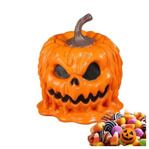 Halloween Candy Jar – Resin Pumpkin Cookie Canister with Airtight Lid, Decorative Food Jar for Autumn Table Centerpiece, Halloween Party, Banquets, Bedroom, Tabletop Display, Festive Home