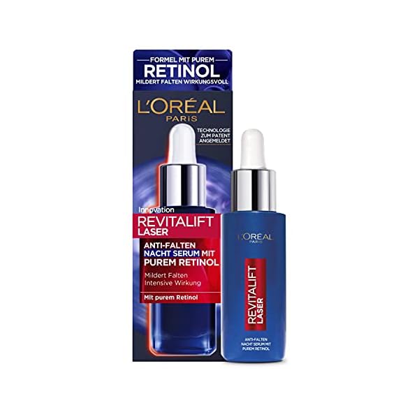 L'Oréal Paris Retinol Serum, Anti-Falten Nacht-Serum, Mit Vitamin A, pflegendem Öl & Hyaluronsäure, Revitalift Laser, 30…
