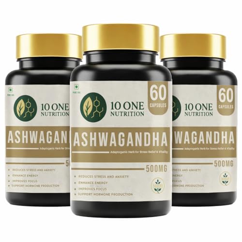Image of Ashwagandha Gold 500mg - (180 Capsule) | Natural Stress Relief, Improves Strength & Energy | Supports Muscle Mass, Boost Immunity & General Wellness | Ayush Approved | For Men & Women