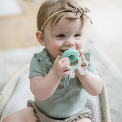 Image of Vesta Baby Fresh + Frozen Food Feeder - 2 Sizes Soft Silicone Push Pop Fruit Nibbler for Safe Infant Self Feeding - Solid Foods Weaning & Teether Set - Bunny Teething Relief Toy for Babies 4M+
