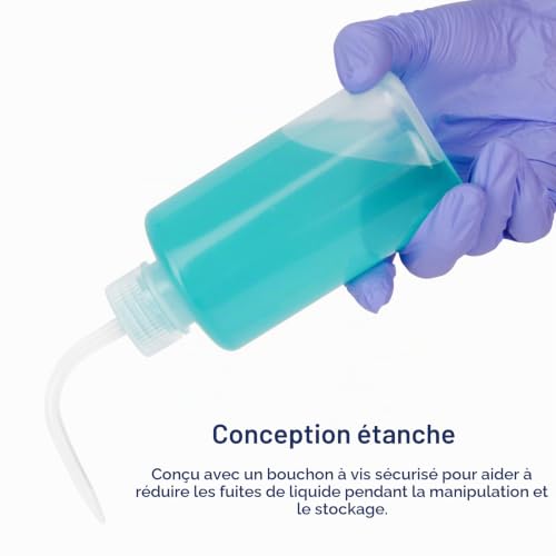 Labasics 3 Paquet 500 ml Flacons de Lavage en Plastique à Squeeze avec LDPE Ouverture Etroite, Bouteille D'arrosage à Presser Squeeze Wash Bottle – vue 5