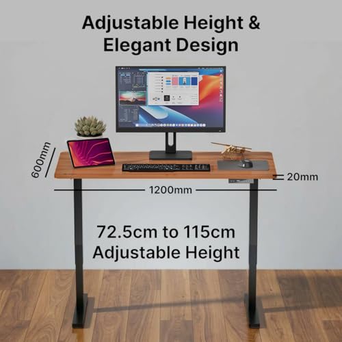 Image of pTron EaseMate Table E1 Electric Height Adjustable Desk, 3 Memory Presets, Child, Ergonomic Sit-Stand Desk for Home Office /Studies, Strong Steel Frame, Engineered Wood, Digital Display(Wooden & Black)