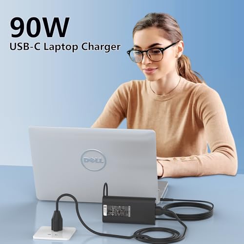 Image of 90W USB C Laptop Charger fit for Dell XPS 13, Precision 3540, Latitude 3400 3500 5289 5300 2in1,7400 2in1,7300, 7390 2in1,7200 2in1,5400,0TDK33 Fast Charger Type C AC Adapter Power Cord
