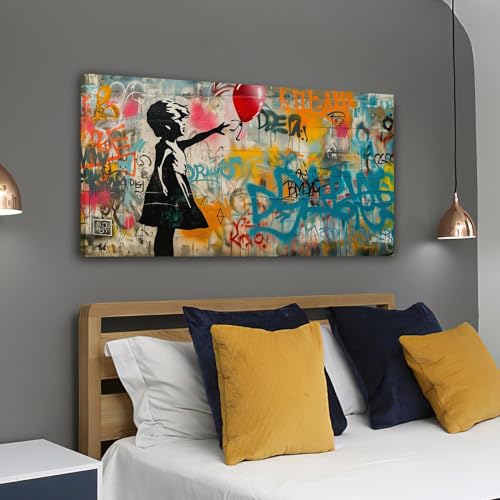 Peintures photos impressions Banksy de haute qualité cadre inclus format vertical 40x80 cm