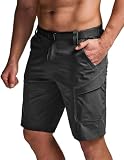 CQR Men's Quick Dry Stretch Hiking Cargo Shorts, Lightweight Water Resistant Tactical Casual, Golf & Outdoor with Pockets, Shendo Trail W/Belt Black, 36W x 10L