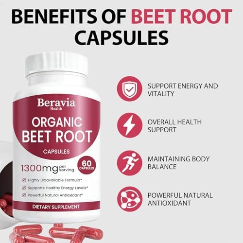 Beravia Health Organic Beet Root Capsules, Beetroot Capsules 1300mg | Support Healthy Circulation & Vitality, Happy Birthday Cake Topper — view 2