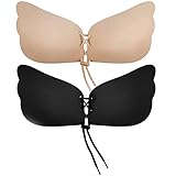 BTkviseQat Klebe BH Push Up,Klebe BH,2 Stück Unsichtbarer BH Push Up, BH Rückenfrei, Trägerloser BH, Wiederverwendbare Selbstklebender Rückenfreier BH, für Rückenfreies Abendkleid Rückenfreies Kleid