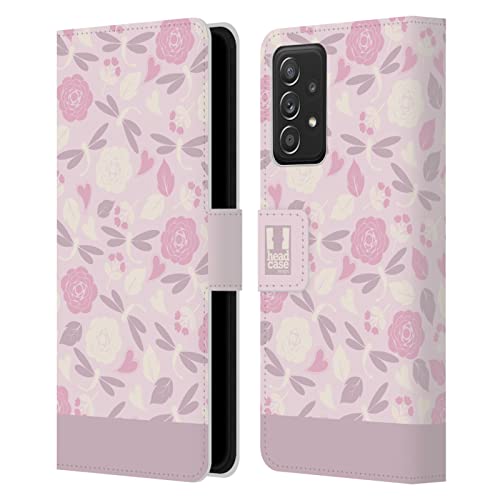 Étui portefeuille en cuir de qualité supérieure Galaxy A52 motif chardon