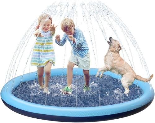 Kids Dog Splash Pad Sprinkler - Jasonwell Non Slip Dog Sprinkler Pad Splash Pool Puppy Dogs Pool Summer Outdoor Water Toys Backyard Durable Splash Pad for Toddlers Kids Small Medium Large Dogs Pet